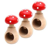 Dekohelden24, Set di 3 SCHIACCIANOCI in Legno di FAGGIO Naturale, Molto Solido, Fungo Rosso