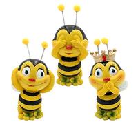 Dekohelden24 Set di 3 statuette decorative con api, motivo: Non vedere, non sentire, non parlare, decorazione da giardino, poliresina, dimensioni: 5 x 6 x 12 cm (L x P x A)
