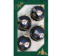 Dekohelden24, Set di 4 palline blu, decorazioni per l’albero di Natale, originali Lauschaer, 7 cm Weihnachtsszene