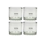 Dekohelden24 Set di 4 portacandele in vetro trasparente/trasparente, in vetro, semplice ed elegante, dimensioni: H/Ø ca. 8 x 9 cm