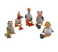 Dekohelden24 Set di 5 Balcone, da terrazza, Giardino, Stagno, Statuette da Seduta, Decorativi, Ceramica, 8 x 13 cm, sgabelli da Bordo Animali, 13 cm