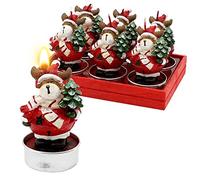Dekohelden24 Set di 6 alberi di abete, dimensioni di ogni candelina (lunghezza x larghezza x altezza): 4 x 4 x 7 cm, alce con abete, 7 cm, 6