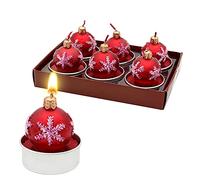 Dekohelden24 Set di 6 palline di Natale - palline per albero di Natale in rosso, dimensioni di ogni candelina (lunghezza x larghezza x altezza): 4 x 4 x 5 cm.