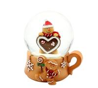Sfera di neve - Statuetta di pan di zenzero - con base per tazze, lunghezza x larghezza x altezza x diametro sfera 7,8 x 8 x 8,8 cm, diametro 6,5 cm, cuore
