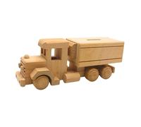 Dekohelden24 sostenibile nostalgico - Salvadanaio per Bambini, Legno di faggio, 25 x 8 x 9 cm, Camion Nostalgia, Taglia Unica
