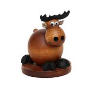 Dekohelden24 Statuetta di alce in legno, marrone, ca. 11 cm, 730303