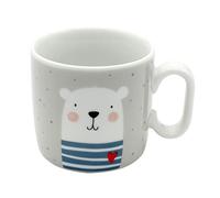Dekohelden24 Tazza per bambini con manici, orso/scritta - orsetto forte/altezza Ø ca. 6,8 x 7,4 cm, capacità 150 ml, porcellana.