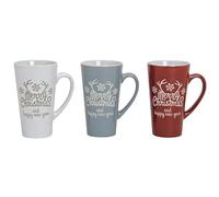 Dekohelden24 Tazza XXL in Ceramica, Motivo: Merry Christmas, in Bianco, Dimensioni 8 x 11 x 15 cm, capacità 350 ml, Grigio Rosso, 15 cm