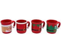 Dekohelden24 Tazze in gres per Vin brulé, Set da 4 Pezzi, Dimensioni (Lunghezza x Larghezza x Altezza) 12 x 8,3 x 8,6 cm. capacità: Circa 250 ml, Colore: Rosso