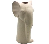 Dekohelden24 Vaso decorativo con elefante in ceramica con testa di sabbia e finitura in ceramica, colore bianco, 12 x 13 x 25 cm
