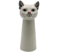 Dekohelden24 Vaso decorativo per gatti, con superficie laccata, in ceramica, bianco, dimensioni: 15 x 11 x 28 cm
