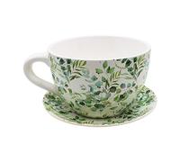 Dekohelden24 Vaso per fiori, vaso per piante, vaso per piante, vaso per fiori, vaso per piante con manico in ceramica, motivo viticcio, 25 x 23 x 14 cm (lunghezza x larghezza x altezza).