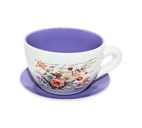 Dekohelden24 Vaso per piante con manico in ceramica, motivo: gigli, L/L/L/L/L/L/L/L/L/L/H20 x 15 x 12 cm