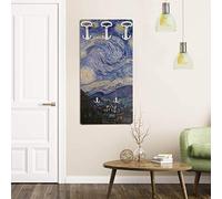 Dekoidea by Crearreda Appendiabiti da Parete Notte Stellata Van Gogh, Attaccapanni Decorativo da Muro in Legno con Ganci in Ferro, Viti e Tasselli Inclusi, Made in Italy 45 x 90 x 1 cm