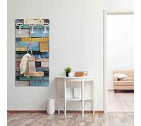 Dekoidea by Crearreda Appendiabiti da Parete Stile Country Marine, Attaccapanni Decorativo da Muro in Legno con Ganci in Ferro, Viti e Tasselli Inclusi, Made in Italy 45 x 90 x 1 cm
