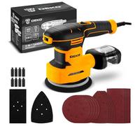 DEKOPRO 3-IN-1 Levigatrice Orbitale: Levigatrice Multifunzione 300W 13000RPM, con 15 fogli di carta vetrata, 6 velocità e accessori per il lavoro del legno