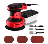 DEKOPRO 300W Levigatrice Orbitale - 6 velocità variabile 14000RPM Levigatrice Rotorbitale, 125mm strumento di levigatura manuale con 3 pennelli (rosso)