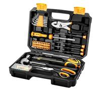 DEKOPRO Kit di utensili manuali generici per la casa con custodia in plastica, kit di attrezzi multiuso per la casa, include strumenti essenziali per riparazioni in ufficio e università, 50 pezzi