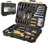 DEKOPRO Set di attrezzi da 208 pezzi, kit di utensili manuali generici per la casa, cassetta degli attrezzi per la riparazione autonoma, con custodia in plastica