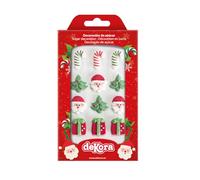 dekora - 12 pezzi di zucchero di Natale 2D decorazione commestibile per cupcake, biscotti e torte, decorazioni festive in zucchero