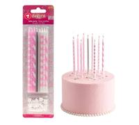 dekora - 16 Candeline Compleanno Lunghe Mix Rosa 13 cm per Torte | Candeline con supporti, Decorazione per torta bambini e tavola dolce