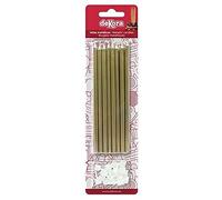 dekora - 16 Candeline Compleanno Lunghe Oro 13 cm per Torte