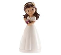 Dekora 315107 - Figura decorativa per Torta, Comunione bambina con coroncina, Multicolore, 13 cm