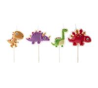 dekora - Confezione di Candeline di Compleanno Dinosauri per Torta - 4 Unità