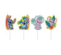 dekora - Disney Stitch Set de Velas de Cumpleaños, 4 Piezas, Diseño Tropical Hawaiano, Decoración para Tartas y cupcakes