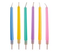 dekora - 6 Candeline Compleanno Lunghe Multicolore 12 cm per Torte | Candeline con supporti, Decorazione per torte e dolci, Adatte al contatto alimentare