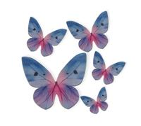 Dekora - 79 Farfalle Decorative 3D Commestibili - Facile Decorazione Casalinga per Torte di Compleanno - Farfalle in Wafer con Sfumature Azzurre - Dimensioni 3-6 cm