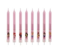 Dekora - Set di 8 Candele a Bastoncino in Cera Rosa delle Principesse, 8 x 8 x 12 cm