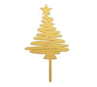 dekora - Cake Topper Albero di Natale - Decorazione per Torta di Natale Sicura per Alimenti - Topping in Plastica per Decorare Dolci di Natale - Colore Oro - Dimensioni 16,5 x 8 cm