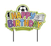 dekora, Cake Topper per Calcio "Happy Birthday", decorazione per torta di compleanno a tema, adatta per contatto alimentare, topping in carta e plastica, per decorare torte, dimensioni 17,5 x 13 cm