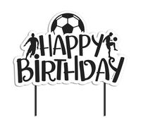 dekora, Cake Topper per Calcio "Happy Birthday", decorazione per torta di compleanno a tema, adatta per contatto alimentare, topping in carta e plastica, per decorare torte, dimensioni 17,5 x 13 cm