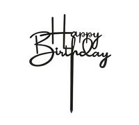 Dekora - Cake Topper per Compleanno | Cake Topper Happy Birthday Nero - Misure: 12x12,5 cm