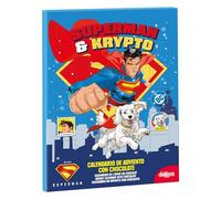 dekora - Calendario dell’Avvento Superman & Krypto - 50 g Cioccolato al Latte - Calendario Avvento Bambini 2025 - DC Comics - 24 Cioccolatini Regalo