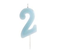 dekora - Candela di compleanno blu numero 2, Candela di compleanno per bambini