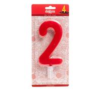 Dekora - Candela di Compleanno Giganti Numero 2 di Colore Rosso