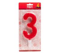 Dekora 345280 Candela di compleanno gigante numero 3, lilla, 15 cm