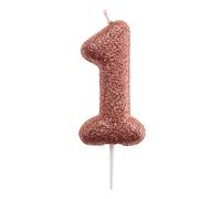 dekora - Candela di Compleanno Numero 1 con Glitter Rosa - Decorazione per Torte - Candela Rosa per Bambini e Adulti - Perfetta per Feste di Compleanno, Eventi e Anniversari