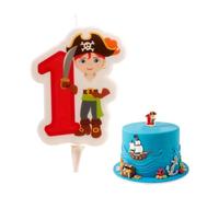 Dekora - Candela di Compleanno 2D con Pirata per Torte per Bambini - Numero 1