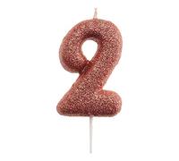dekora - Candela di Compleanno Numero 2 con Glitter Rosa - Decorazione per Torte - Candela Rosa per Bambini e Adulti - Perfetta per Feste di Compleanno, Eventi e Anniversari
