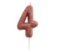 dekora - Candela di Compleanno Numero 4 con Glitter Rosa - Decorazione per Torte - Candela Rosa per Bambini e Adulti - Perfetta per Feste di Compleanno, Eventi e Anniversari
