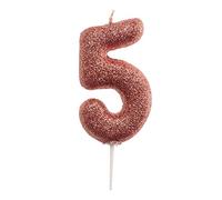 dekora - Candela di Compleanno Numero 5 con Glitter Rosa - Decorazione per Torte - Candela Rosa per Bambini e Adulti - Perfetta per Feste di Compleanno, Eventi e Anniversari