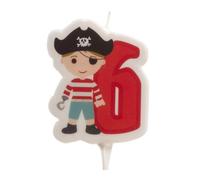 dekora - Candela di Compleanno Numero 6 Pirata 7 cm per Torte Infantili | Candeline compleanno particolari pirata 7 cm, Cera di paraffina senza profumo, Adatta al contatto alimentare