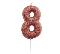 dekora - Candela di Compleanno Numero 8 con Glitter Rosa - Decorazione per Torte - Candela Rosa per Bambini e Adulti - Perfetta per Feste di Compleanno, Eventi e Anniversari