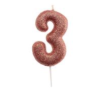 dekora- Candela di Compleanno Rosa con Glitter, 7cm, 345342
