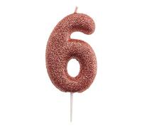 dekora- Candela di Compleanno Rosa con Glitter, 7cm, 345345