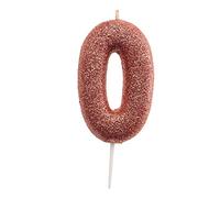 dekora- Candela di Compleanno Rosa con Glitter, 7cm, 345349